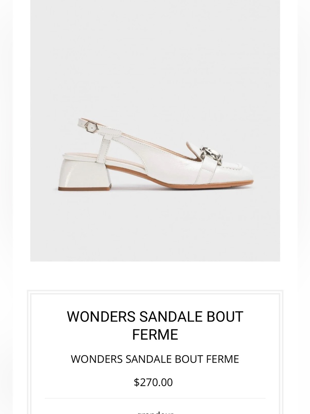 Wonders White Patent Slingback Loafers with Silver Chain Accent